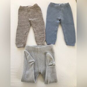 Cozy Knit 100% Cotton Baby Pants - Gray, Blue, Brown. Size- 6-12 months
